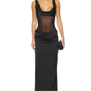 Superdown Black Sheer Panel Gown